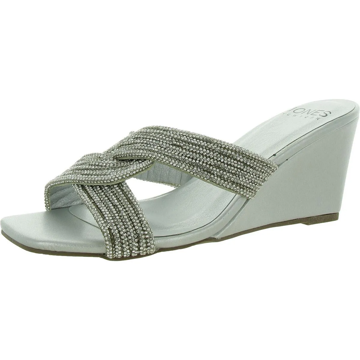 Jones New York Womens Irebbo Faux eather Rhinestone Mule Sandals