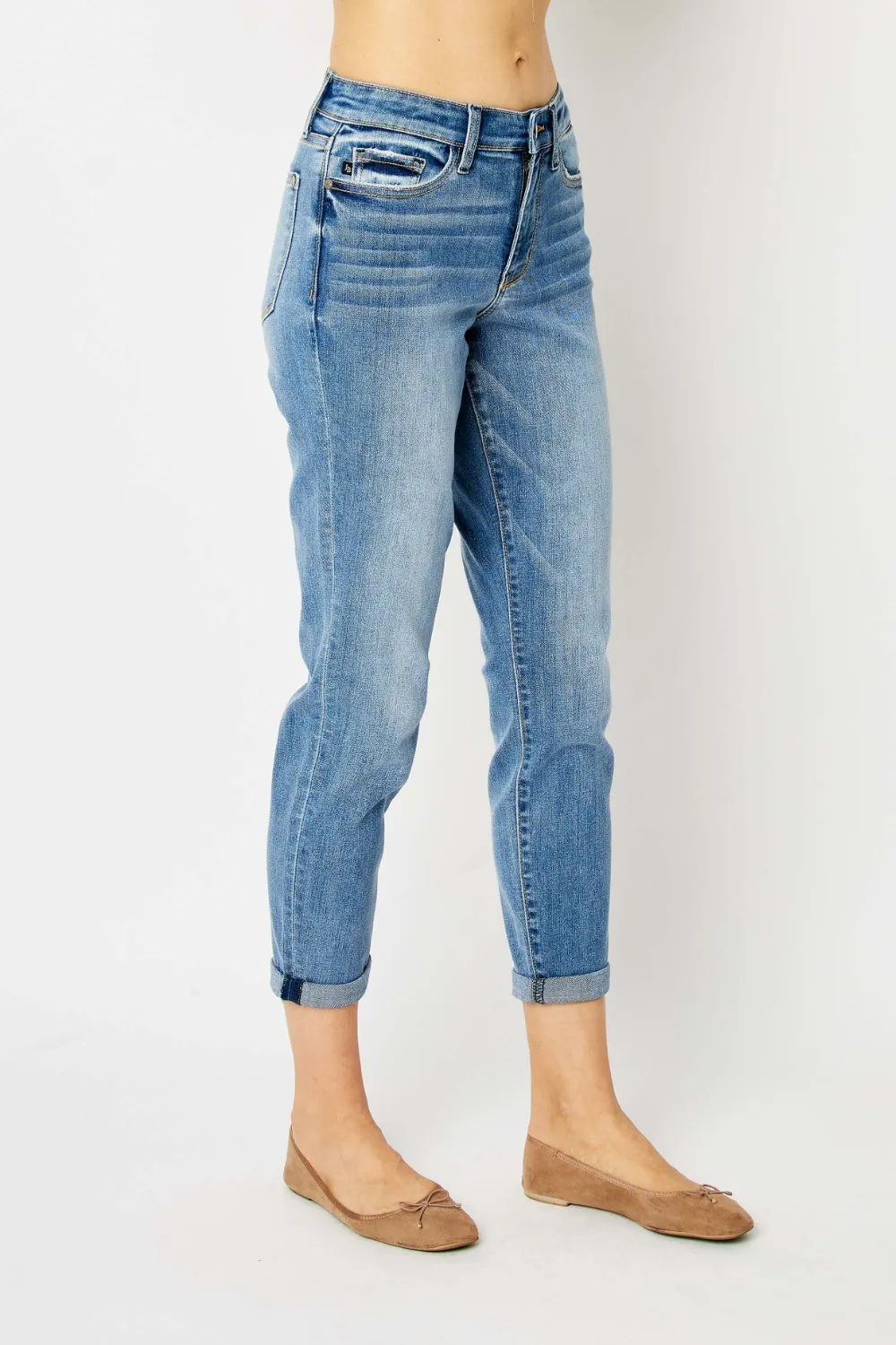 Judy Blue Cuffed Hem Mid Rise Slim Jeans