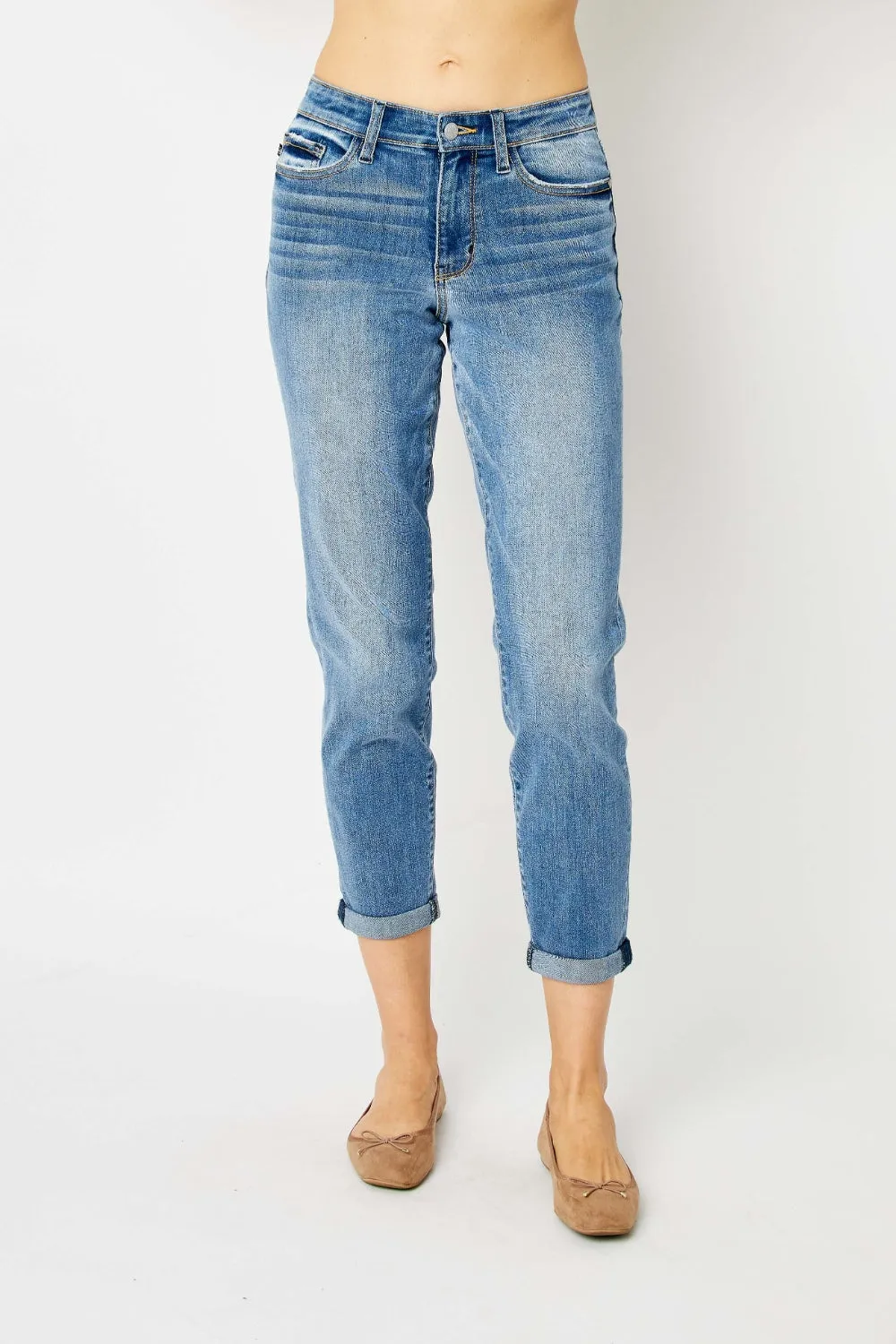 Judy Blue Cuffed Hem Mid Rise Slim Jeans