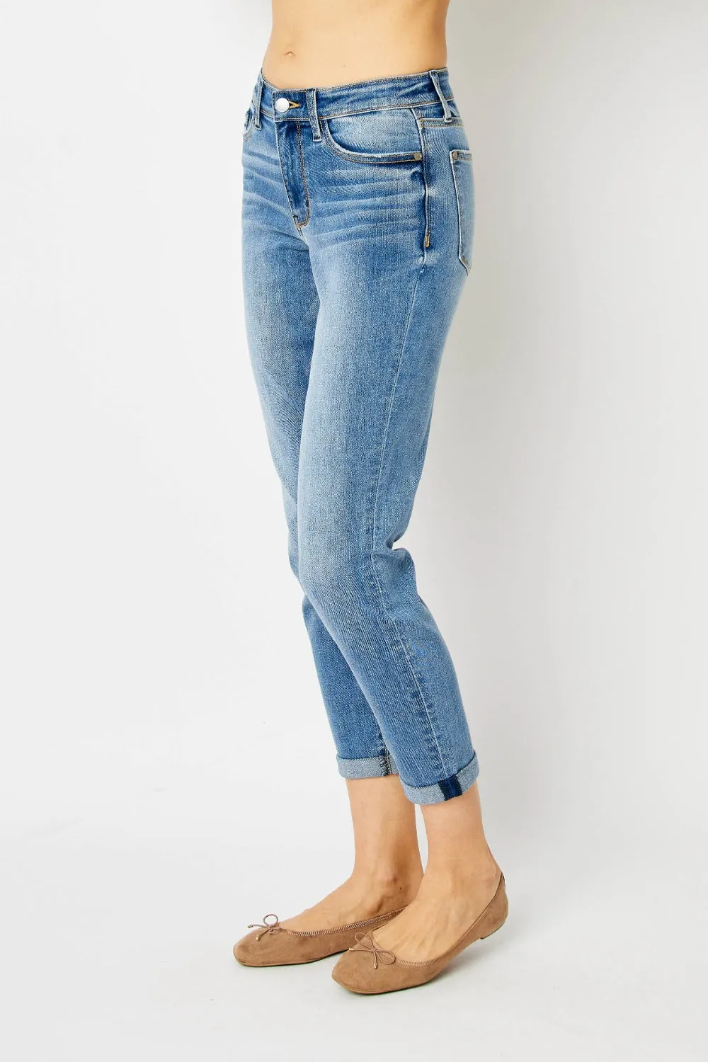 Judy Blue Cuffed Hem Mid Rise Slim Jeans