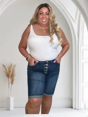 Kancan (0-22W) Meredith Button Fly Denim Shorts - BP