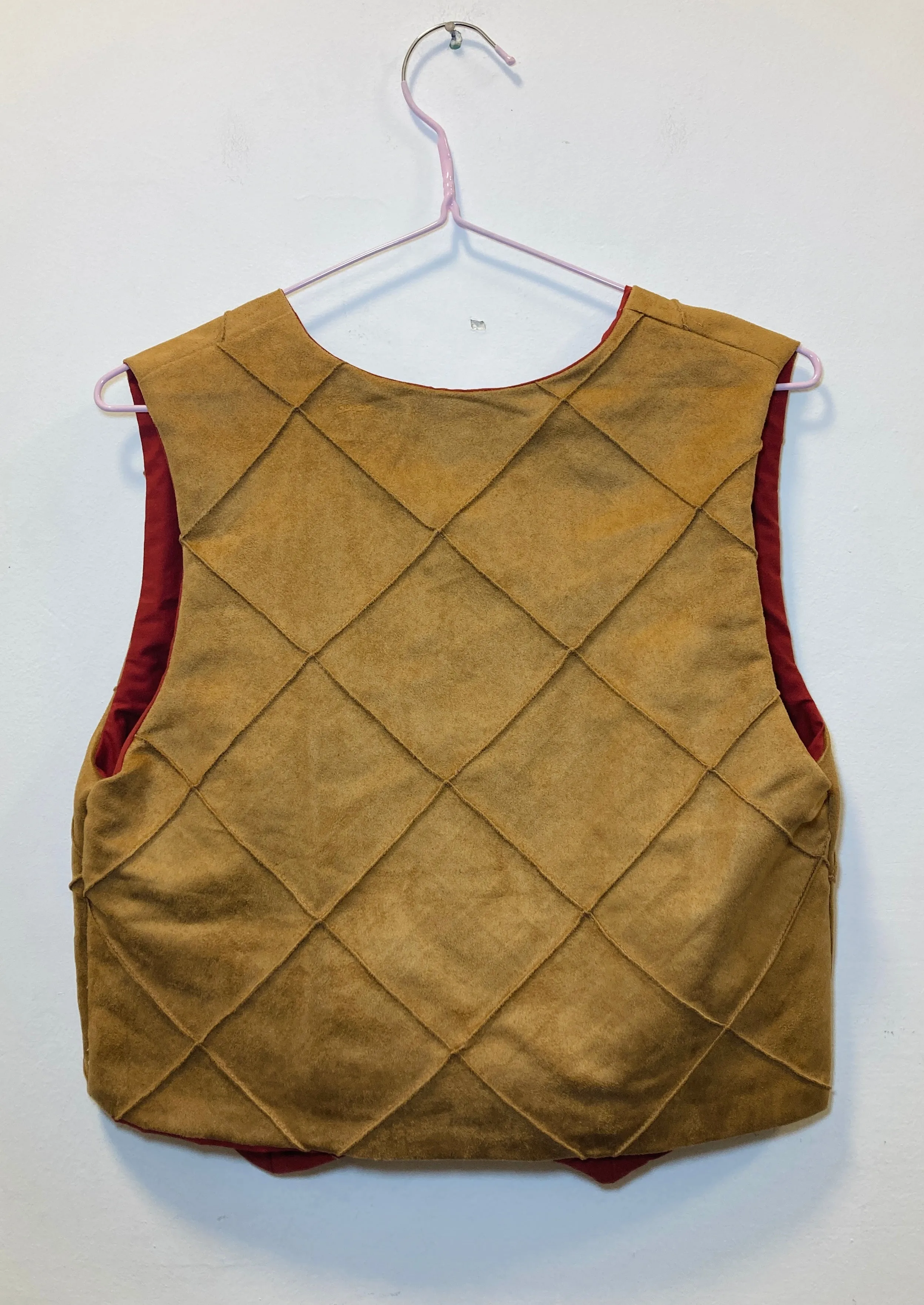 Lily Handmade Tan Brown Suede Waistcoat Top - Up To Size 10