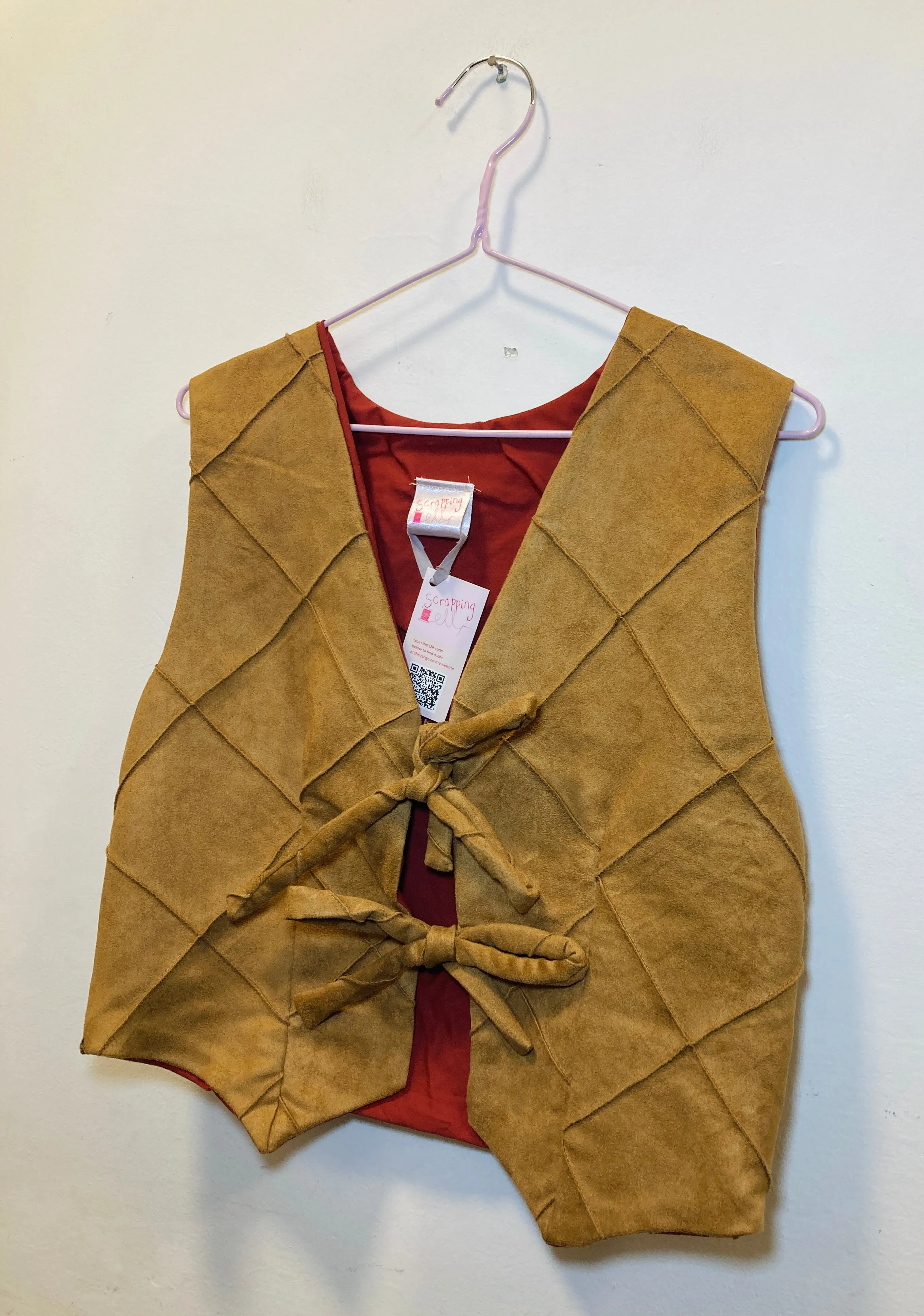 Lily Handmade Tan Brown Suede Waistcoat Top - Up To Size 10