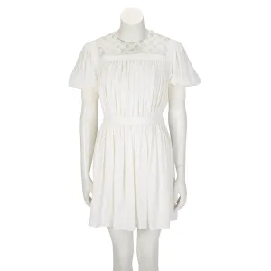 Louis Vuitton White Silk Crepe Monogram Fluid Mini Dress FR 38