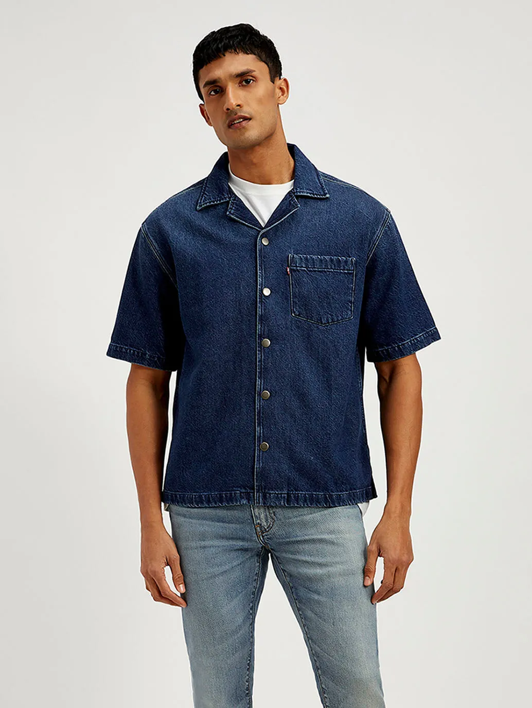 Men's Resort Collar Solid Oversized Shirt