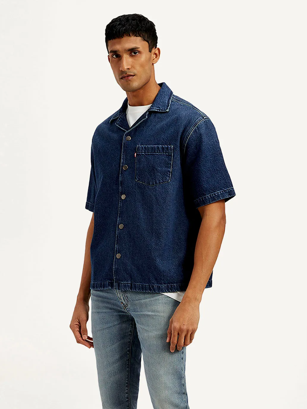 Men's Resort Collar Solid Oversized Shirt