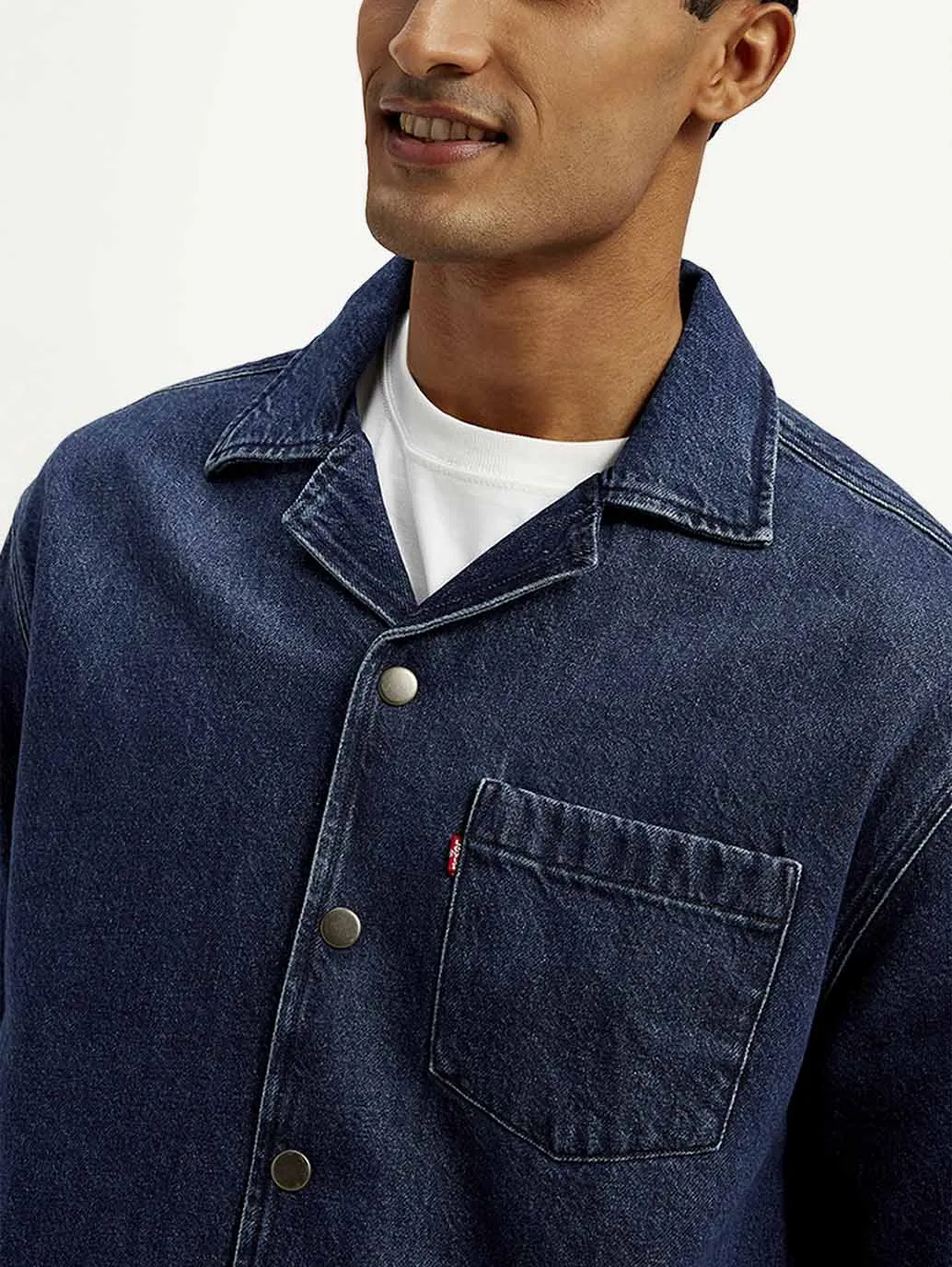 Men's Resort Collar Solid Oversized Shirt