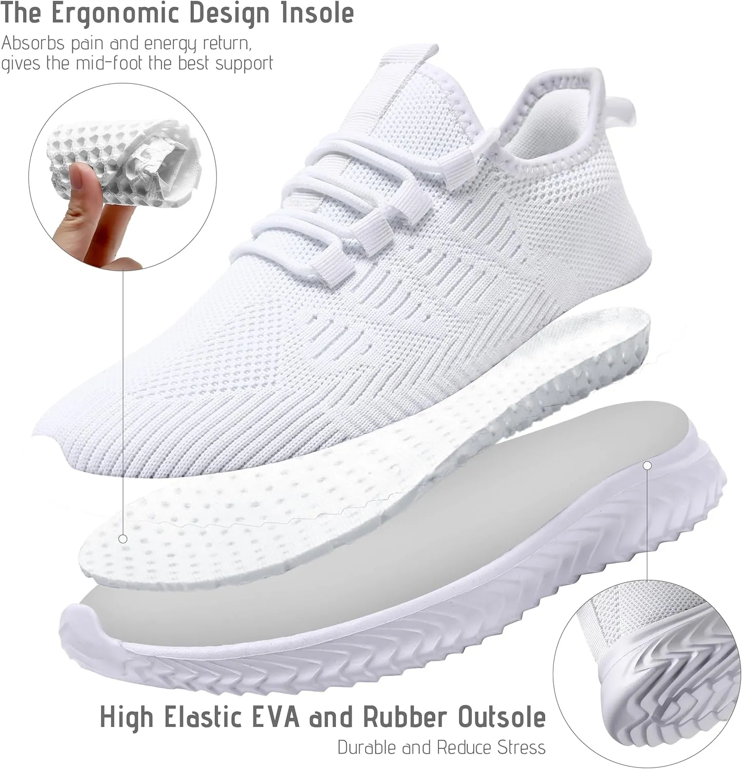 Mens Running Shoes Tennis Shoes Walking Gym Sneakers Lightweight Non Slip Mesh Casual Workout Sneakers