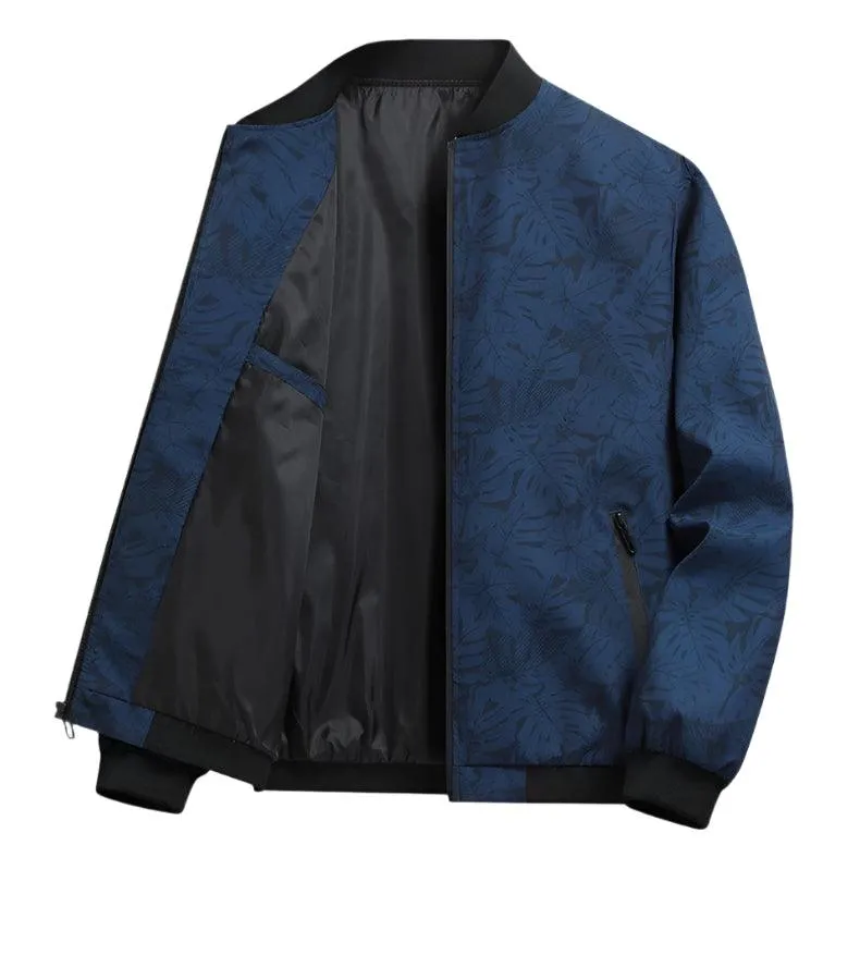 Men's Spring Autumn Printed Windbreaker - Slim Fit Bomber Jacket