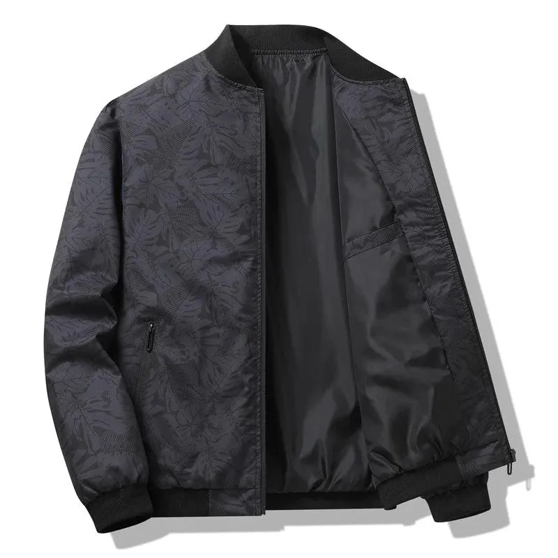 Men's Spring Autumn Printed Windbreaker - Slim Fit Bomber Jacket