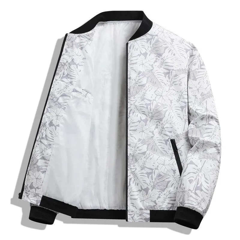 Men's Spring Autumn Printed Windbreaker - Slim Fit Bomber Jacket