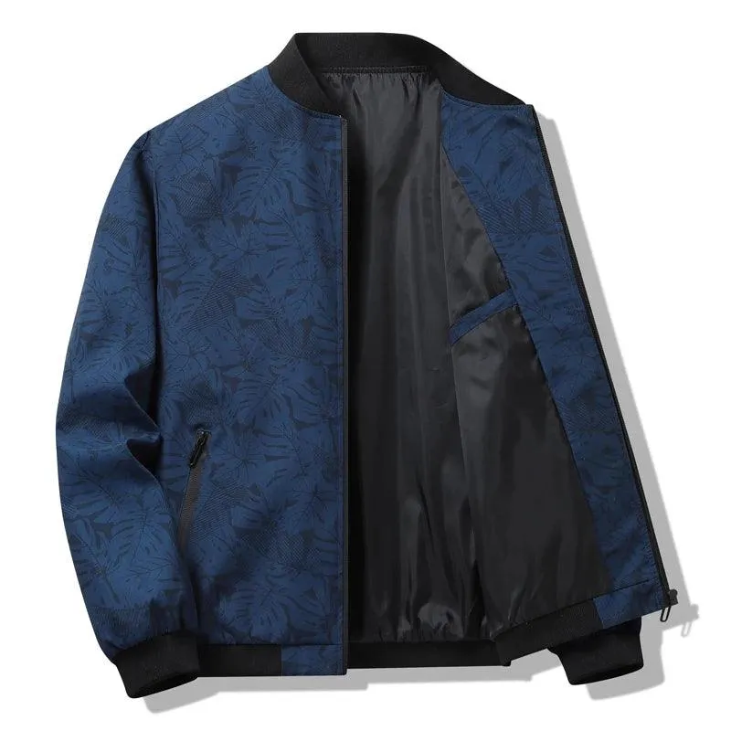 Men's Spring Autumn Printed Windbreaker - Slim Fit Bomber Jacket