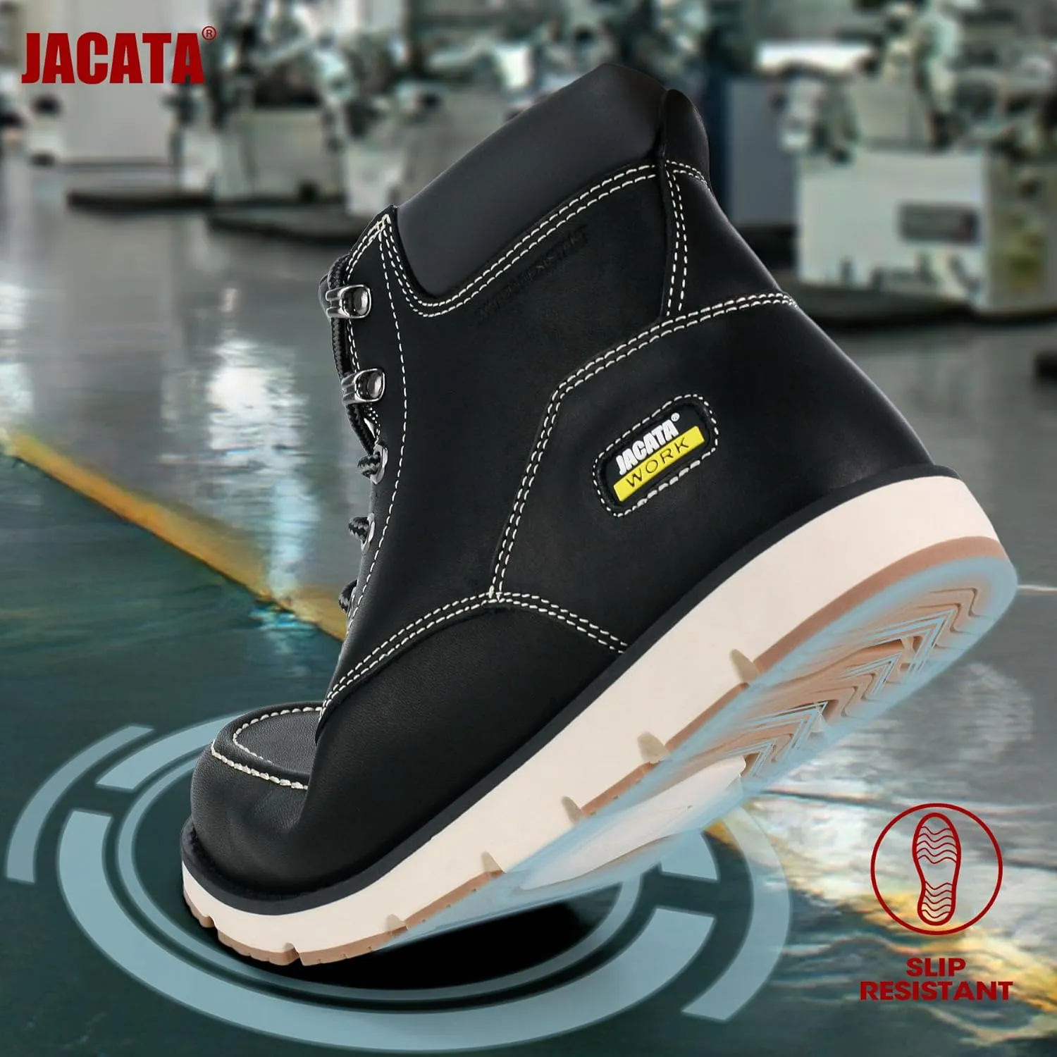 Mens Work Boots Moc Toe Wedge Botas De Trabajo Para Hombre Soft Toe Non Slip Industrial Construction Leather Boots/Shoes For Men Women