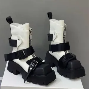 Moto Boots for Women with Square Heel & Zipper | Stylish