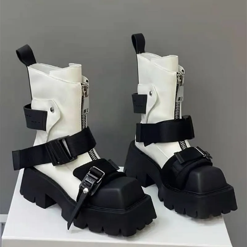 Moto Boots for Women with Square Heel & Zipper | Stylish