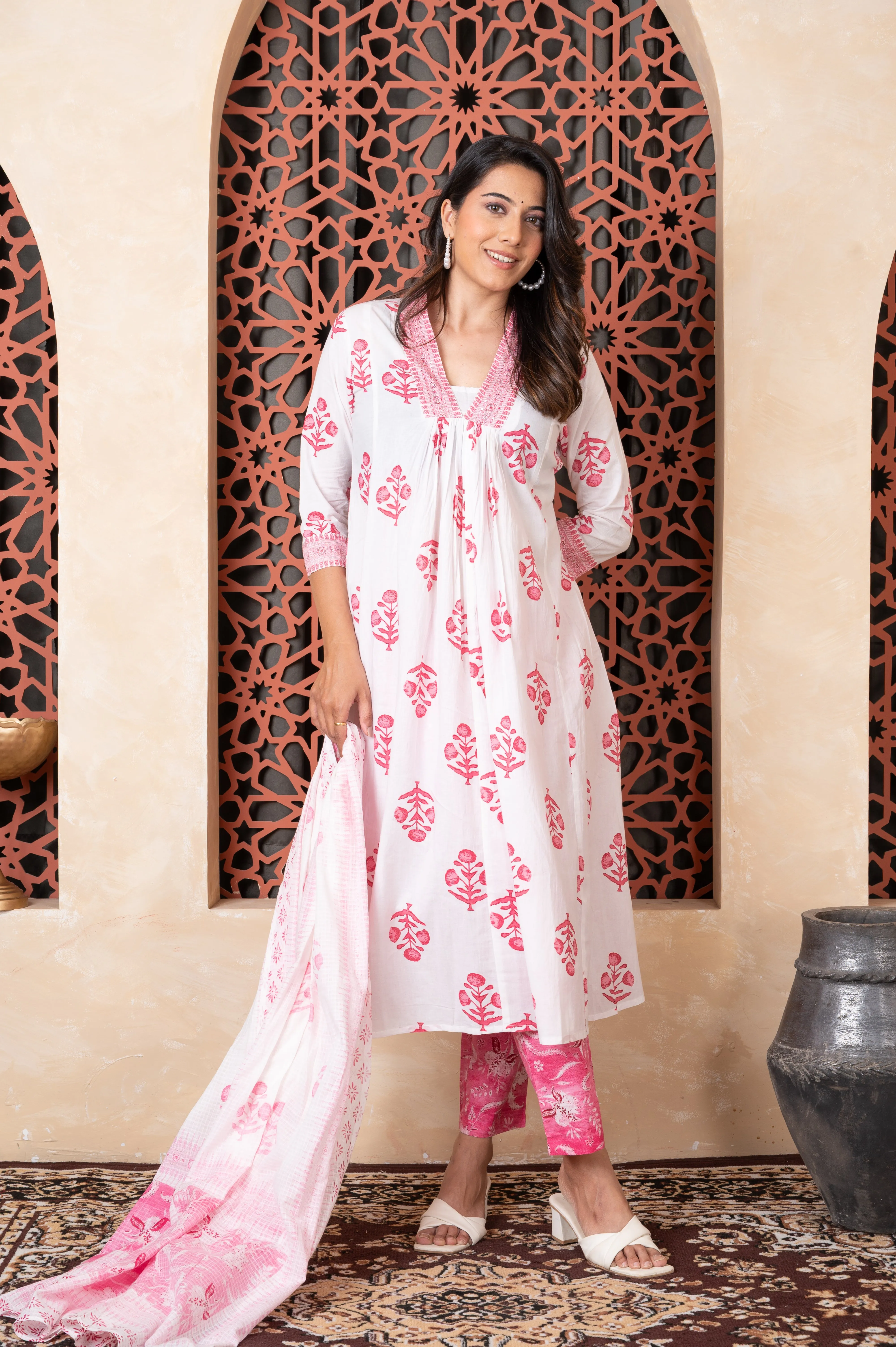 Neckline Embroidered Printed