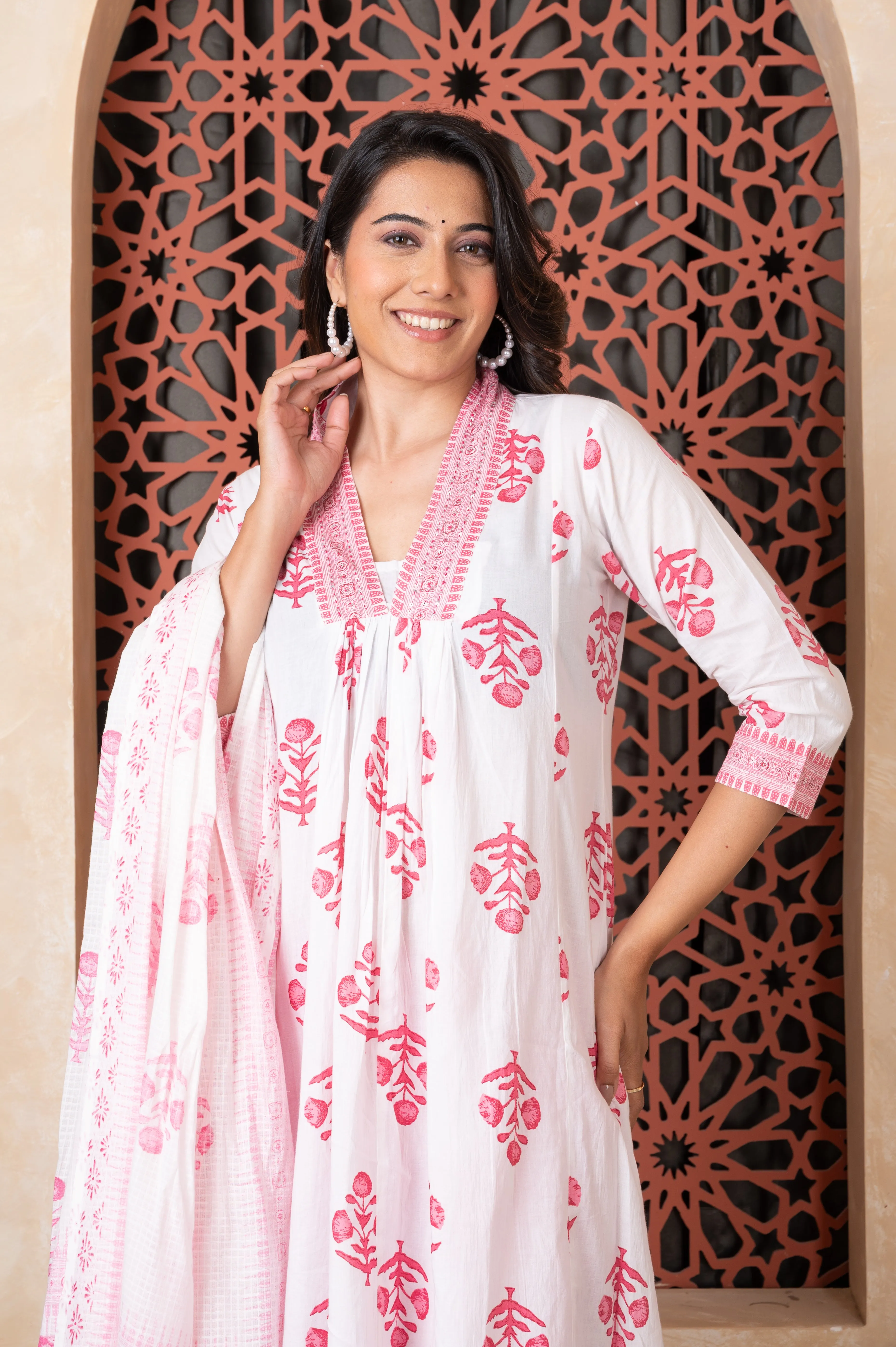 Neckline Embroidered Printed