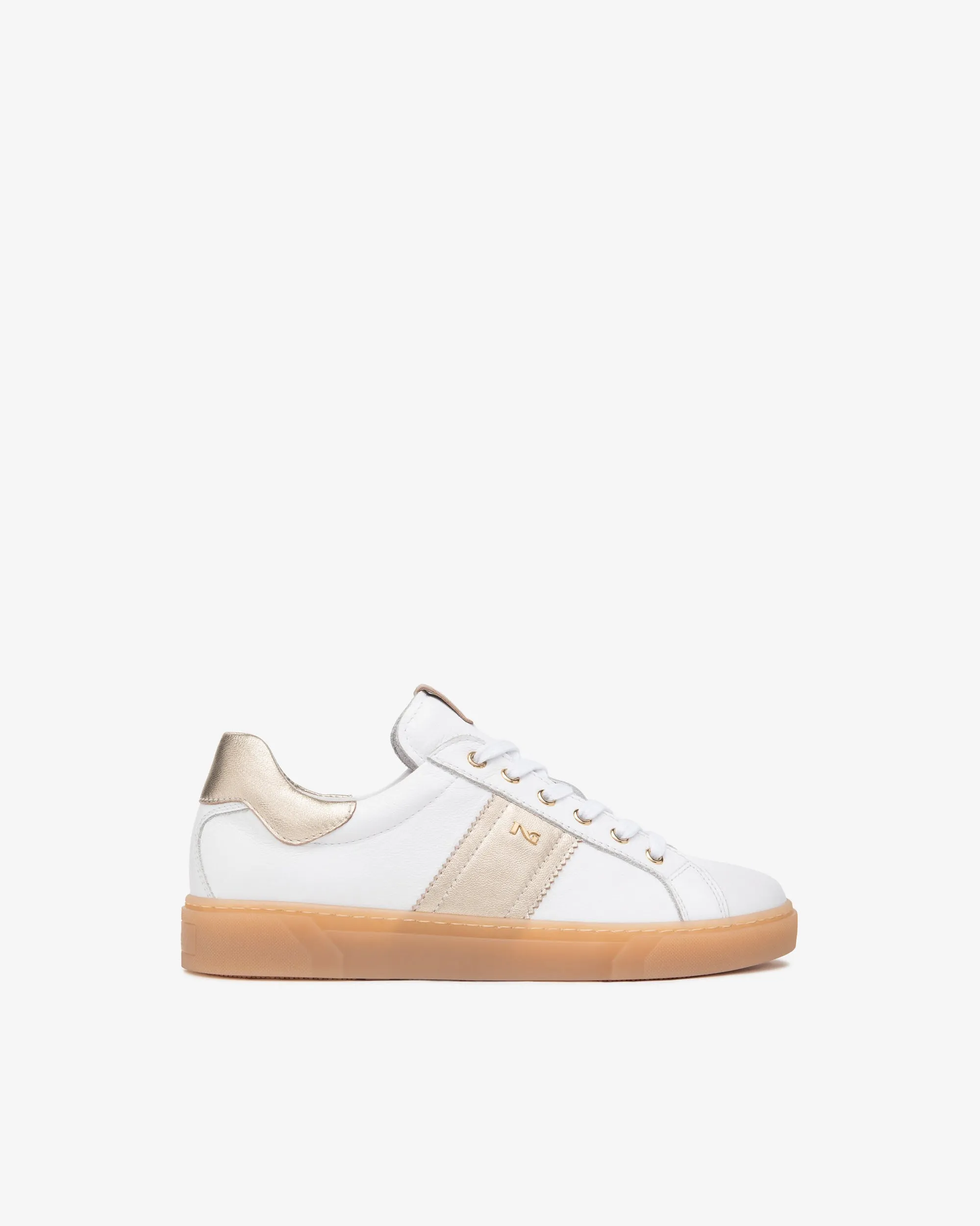 NeroGiardini White & Gold Leather Trainers