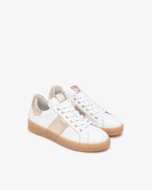 NeroGiardini White & Gold Leather Trainers