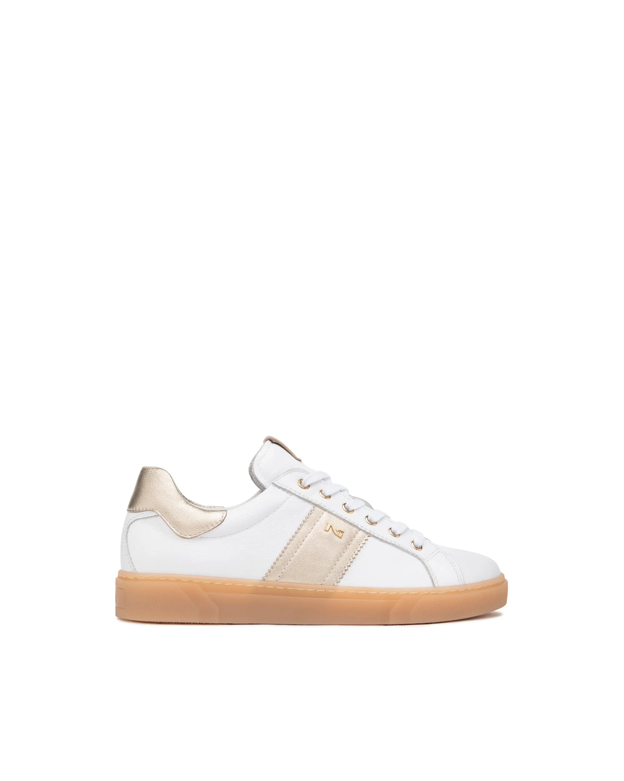 NeroGiardini White & Gold Leather Trainers