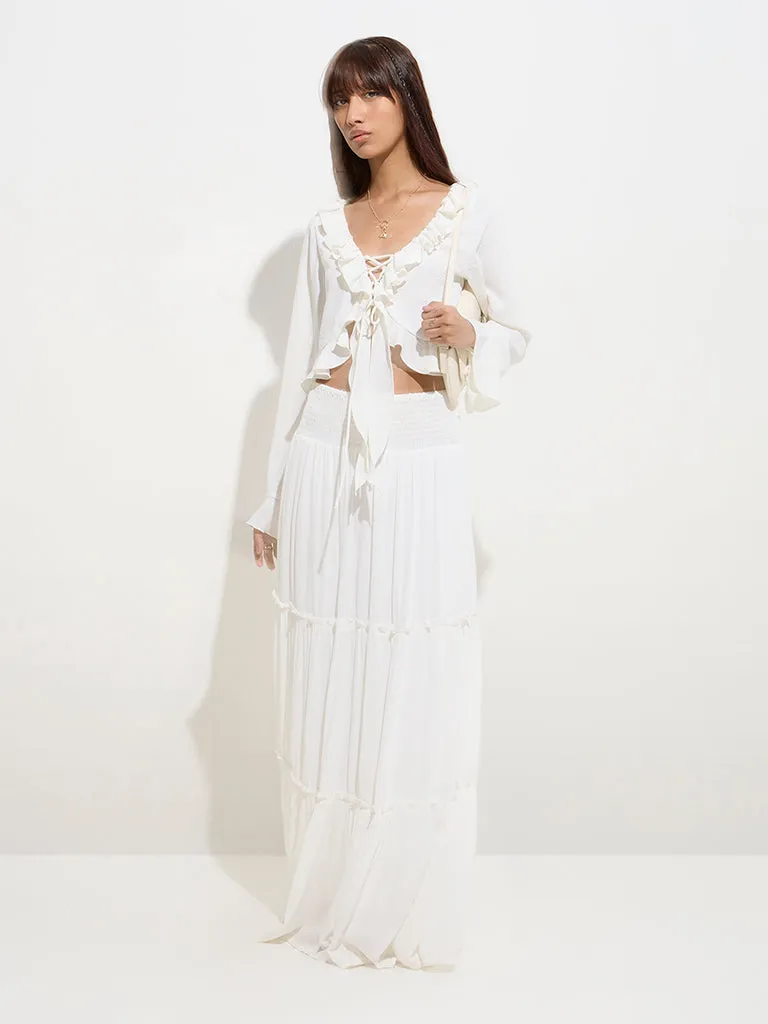 Nuon White Ruffle-Detailed Top