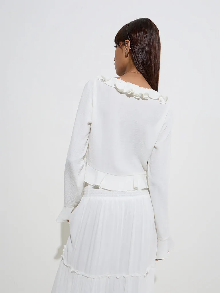 Nuon White Ruffle-Detailed Top