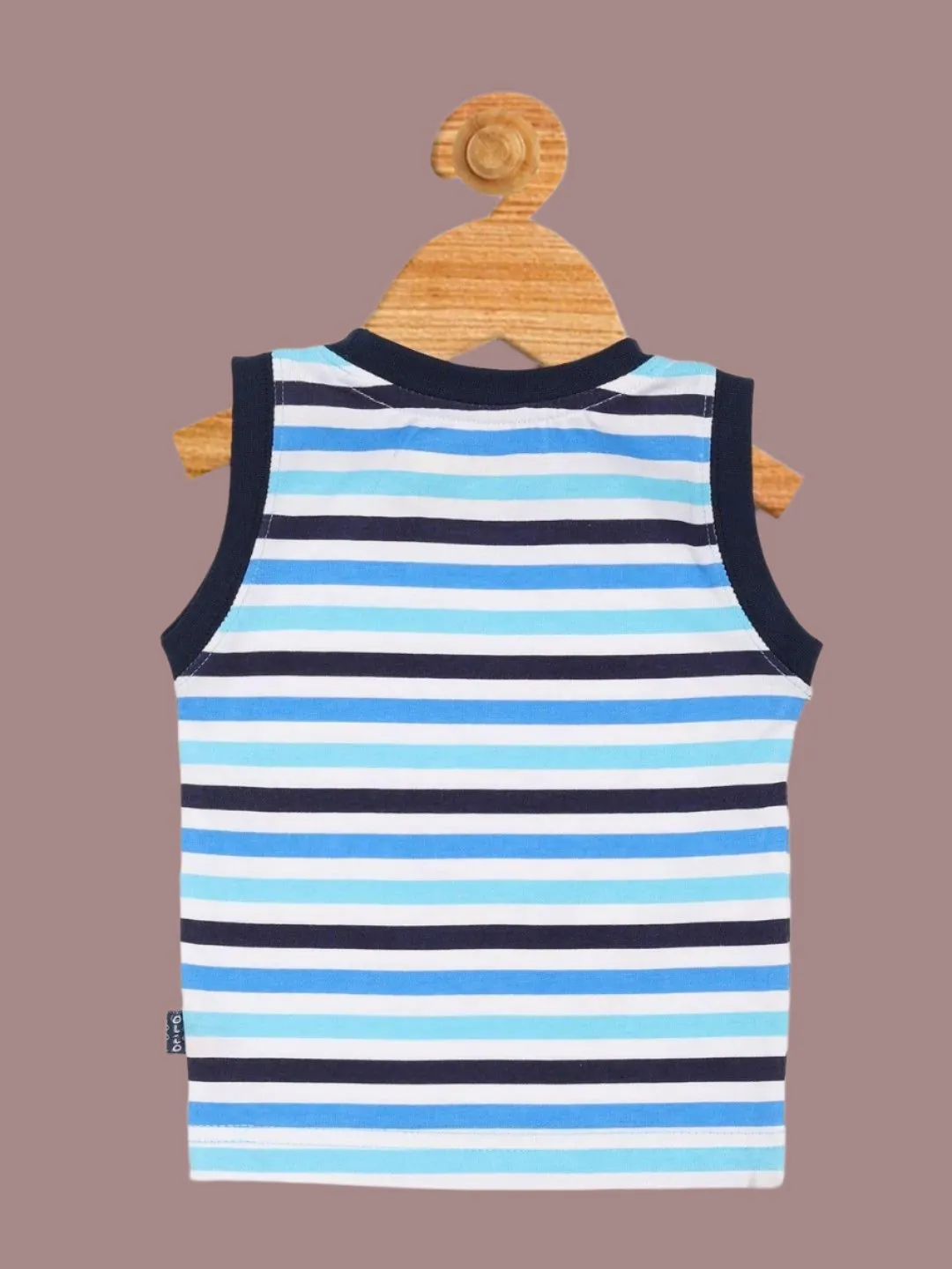 Olio Kids Baby Boys' Blue Striped Sailboat Tank Top and Printed Shorts Set