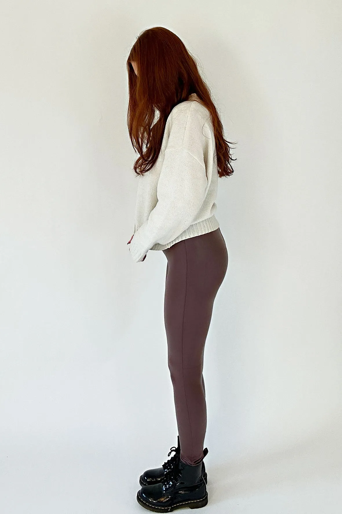 ONLY M - Lether Leggings, Mid-Waist, Skinny Fit, Bordaux