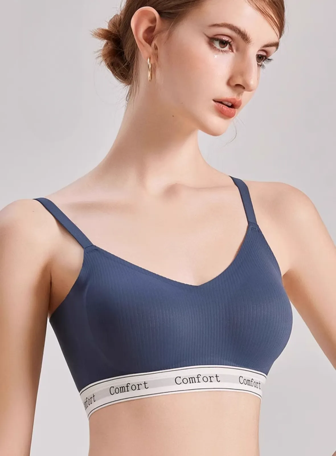 Premium Naya Seamless Ice Silk Set in Navy