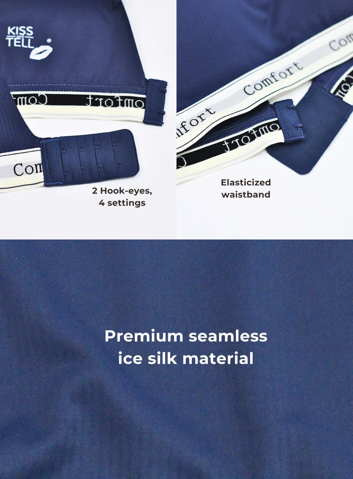 Premium Naya Seamless Ice Silk Set in Navy
