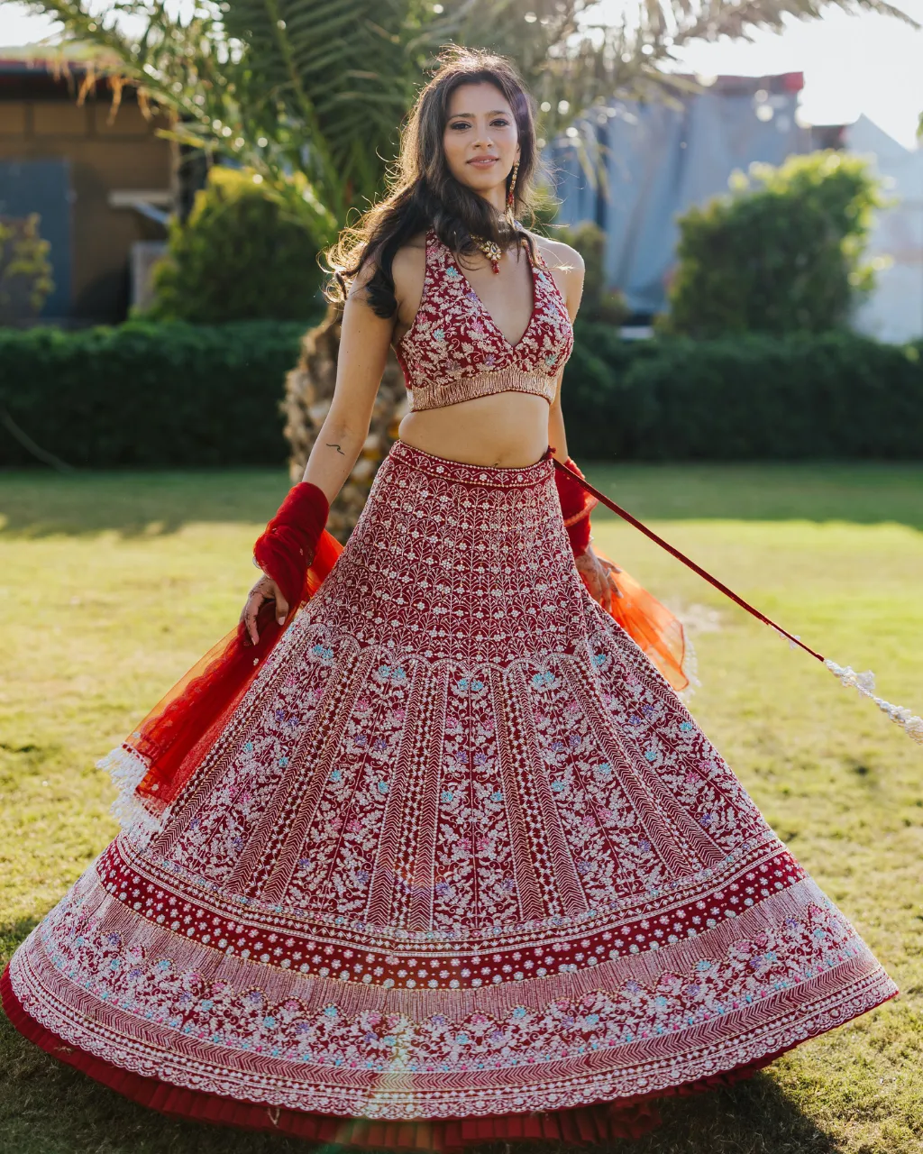 Red Sareena Lehenga