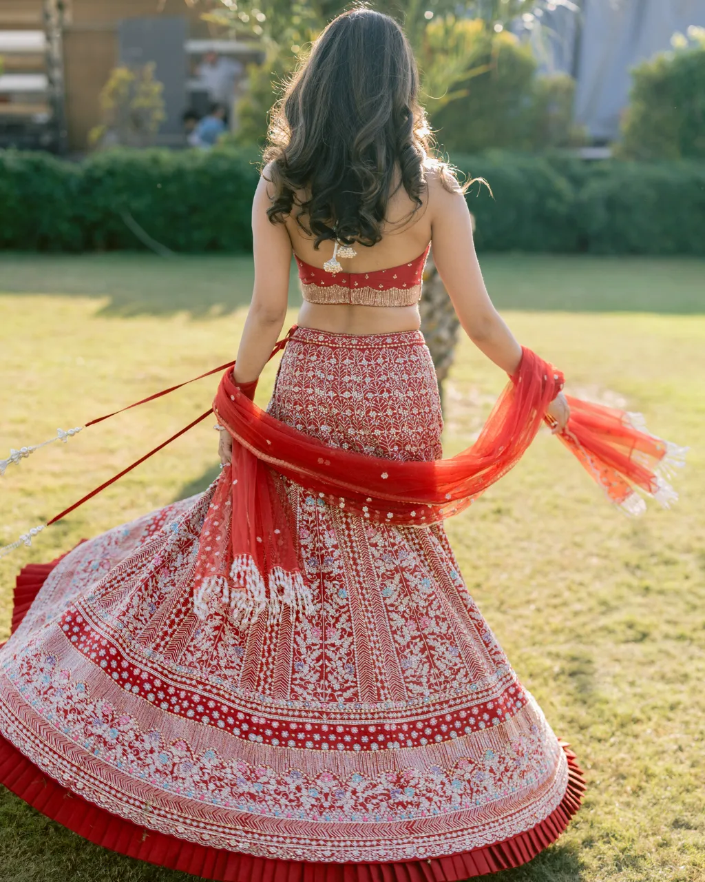 Red Sareena Lehenga