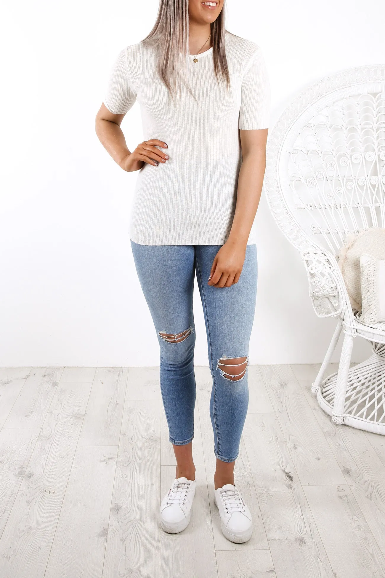 Remi Knitted Tee White