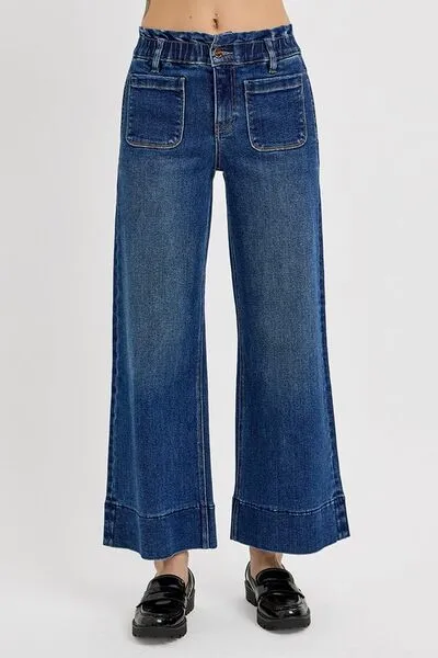 RISEN Elastic Band Wide Leg Jeans