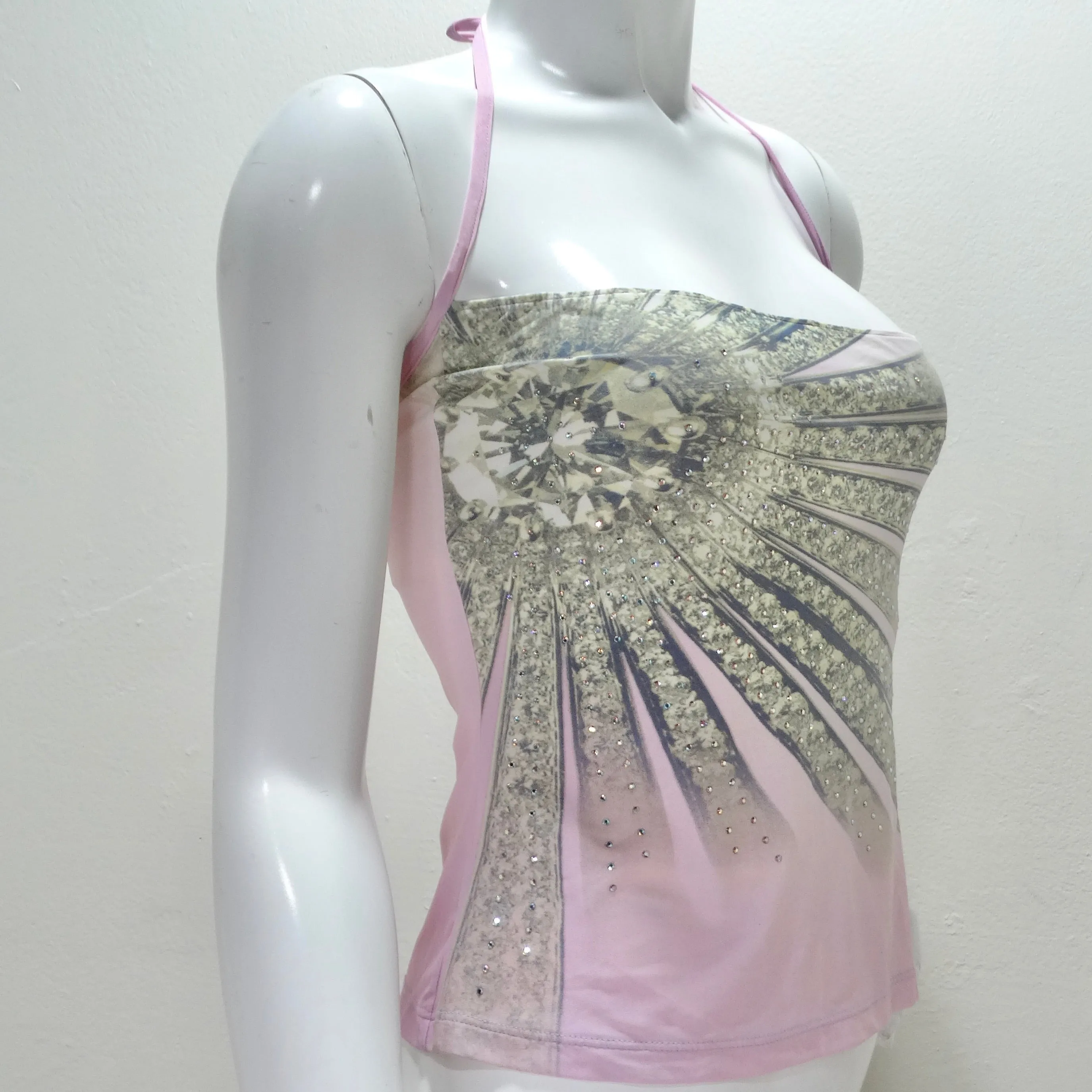 Roberto Cavalli Spring/Summer 2000 Pink Crystal Halter Top