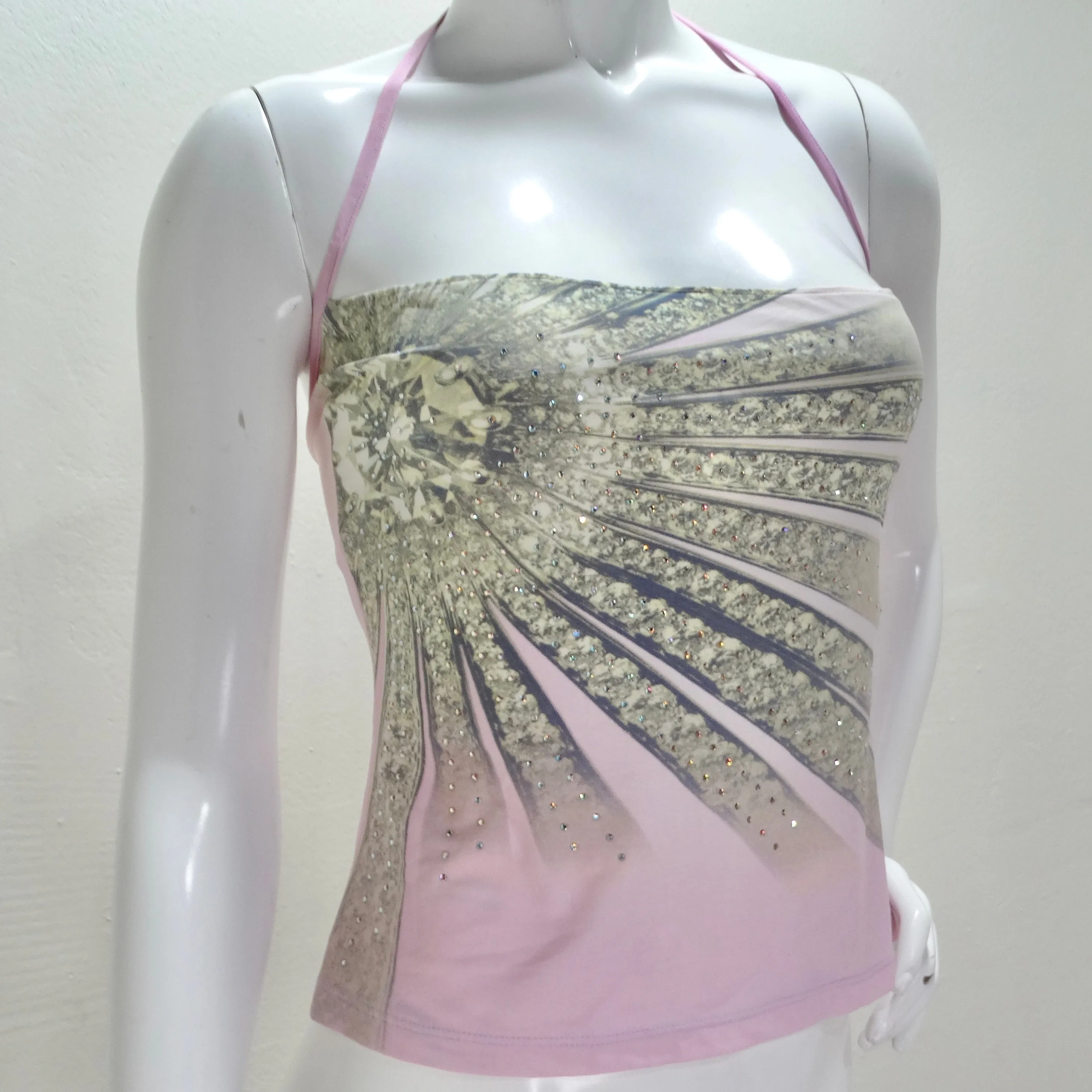 Roberto Cavalli Spring/Summer 2000 Pink Crystal Halter Top