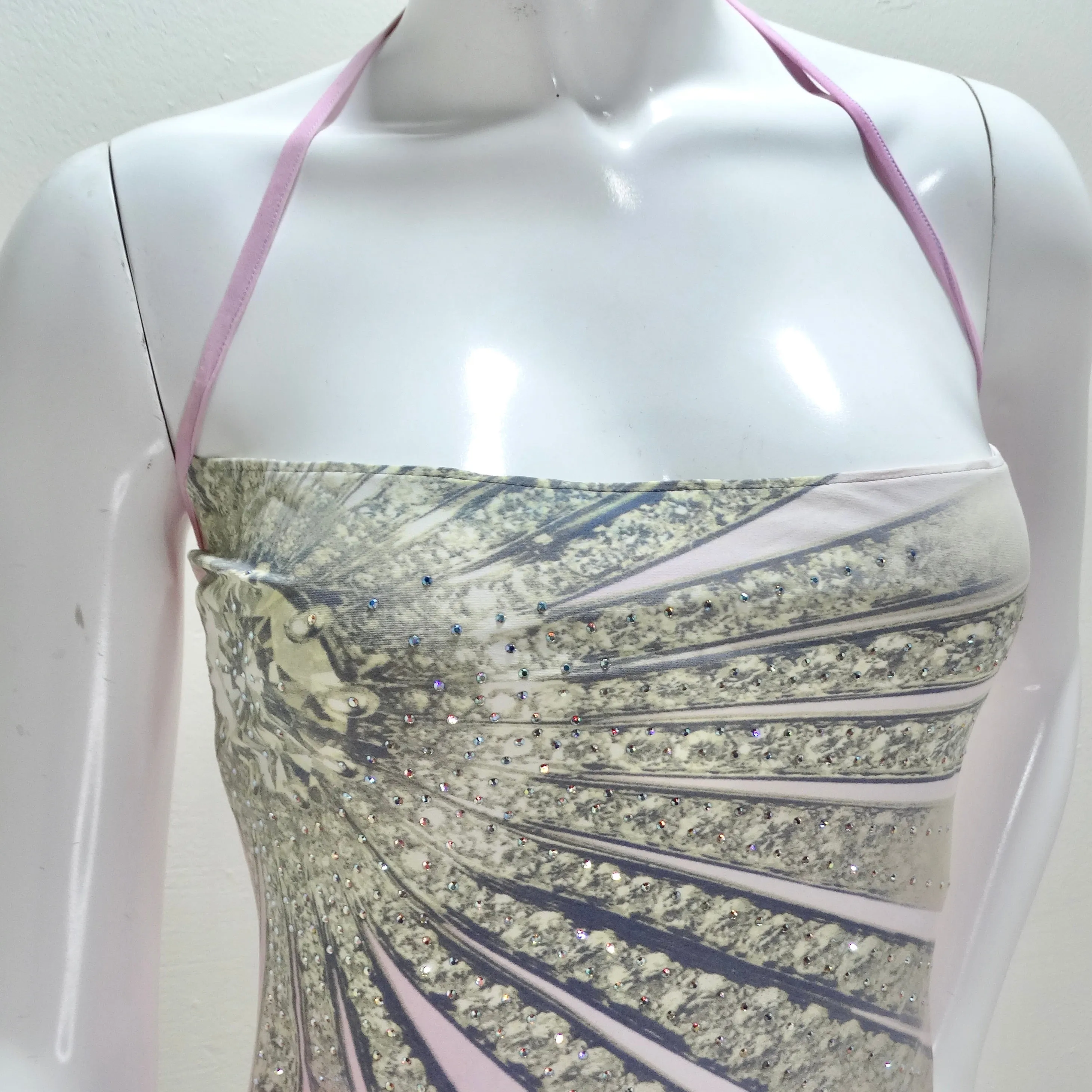 Roberto Cavalli Spring/Summer 2000 Pink Crystal Halter Top
