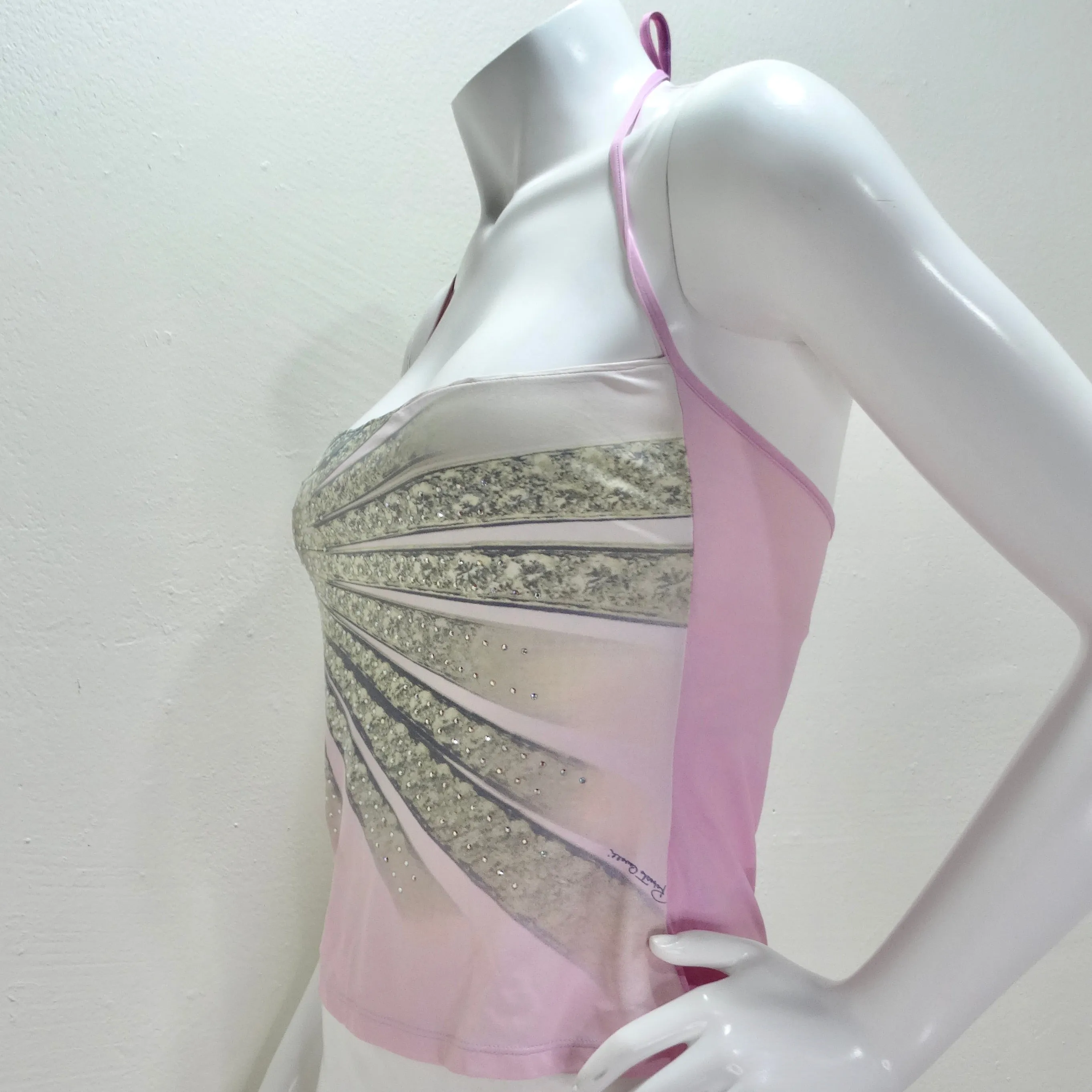 Roberto Cavalli Spring/Summer 2000 Pink Crystal Halter Top