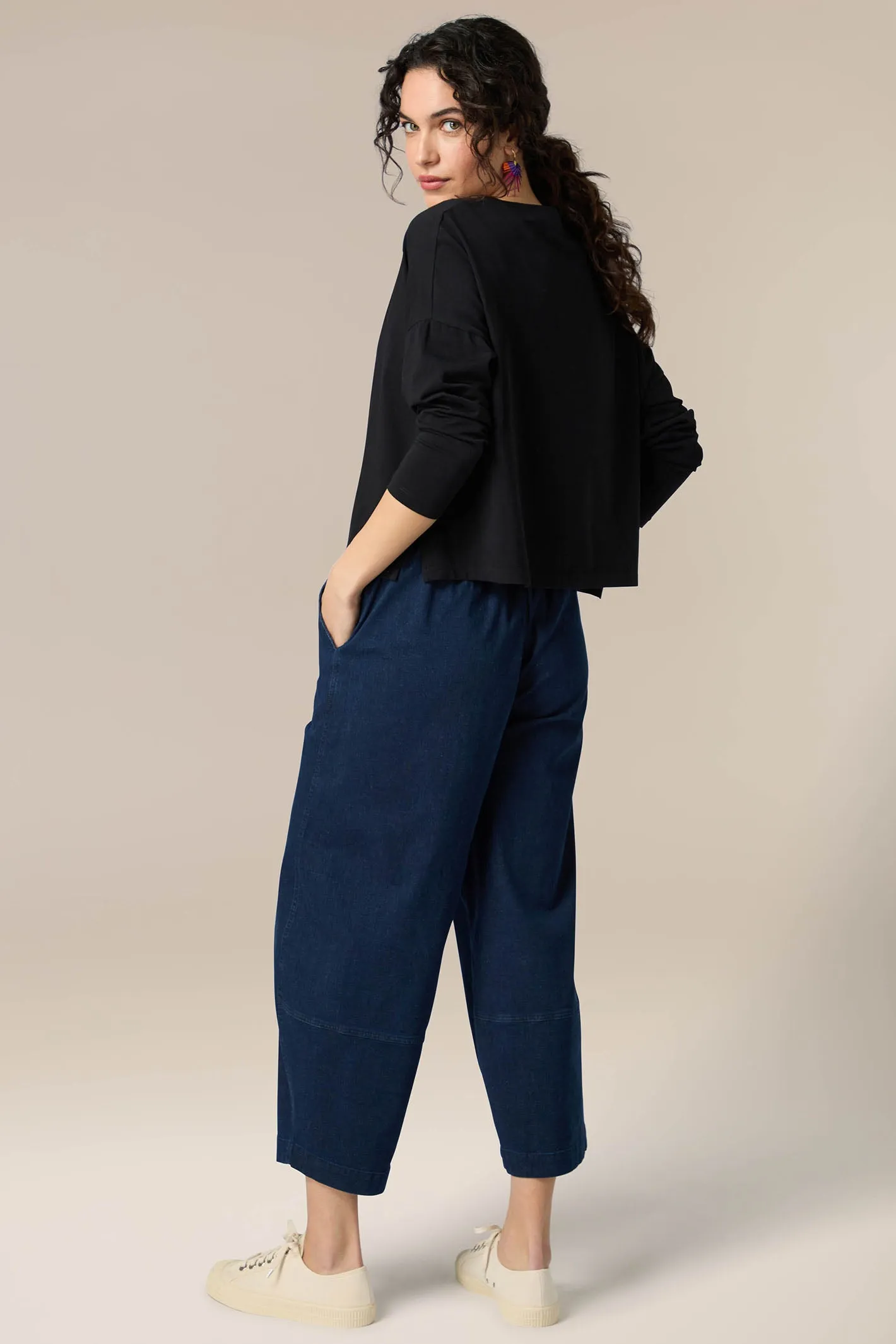 Sahara SMT3506 Black Cotton Jersey Drapey Top