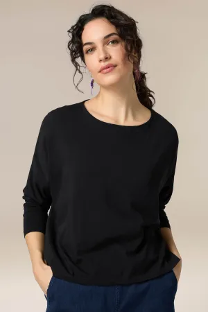 Sahara SMT3506 Black Cotton Jersey Drapey Top