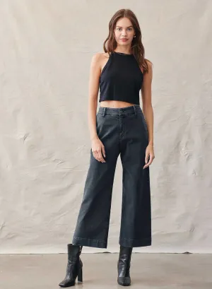 Saige Wide Leg Crop ~ Shadow Black
