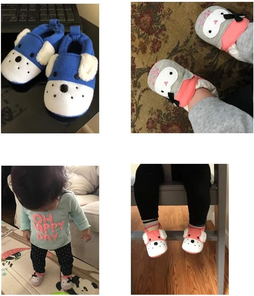 Sawimlgy Newborn Infant Baby Boys Girls Cute Cartoon Slipper Soft Non Skid Sole Slip On House Animal Indoor Sock Shoes Crib Moccasins for New Walkers