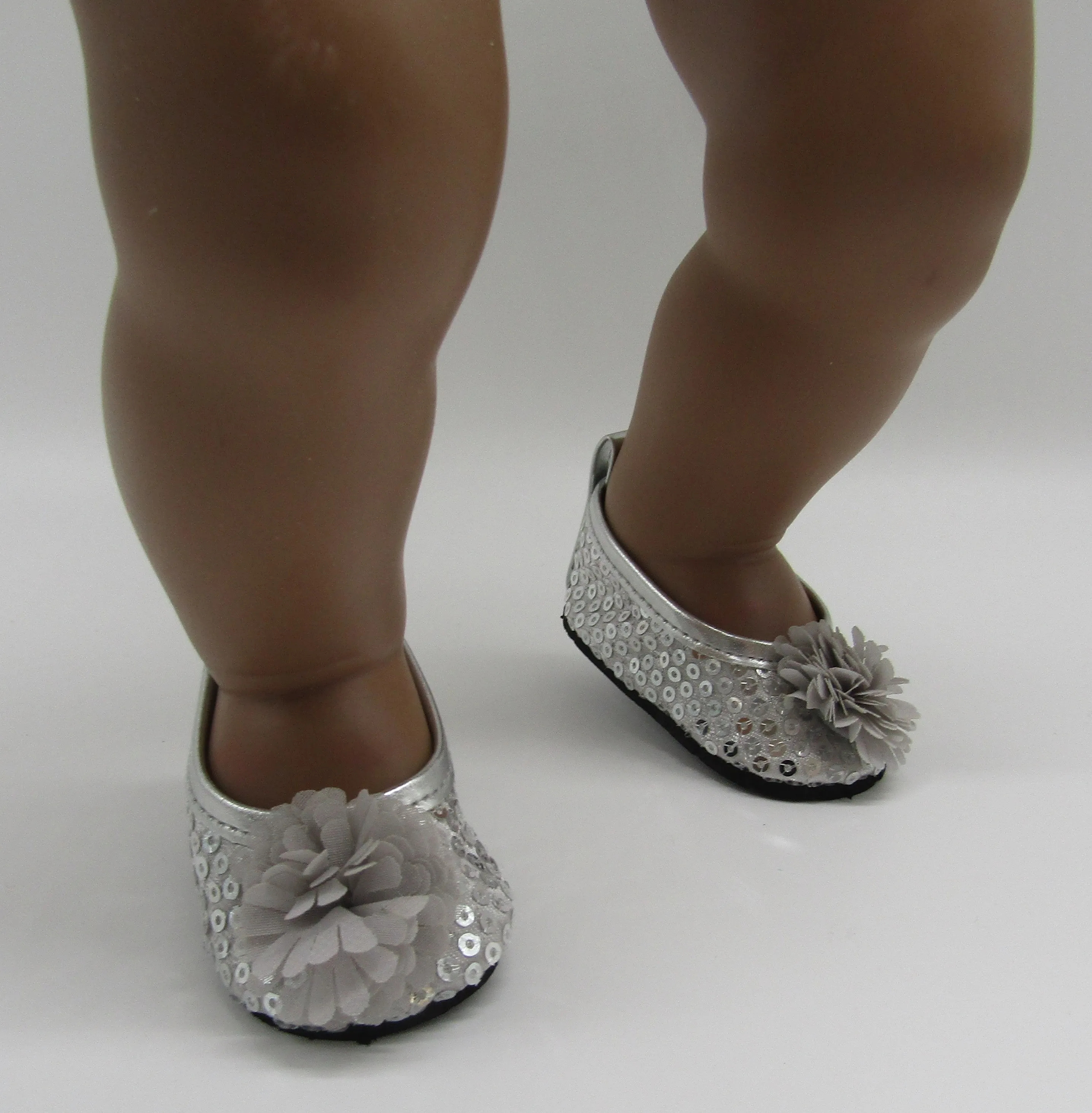 Sequin 18 & 15 inch Doll Dress Shoes: Sliver