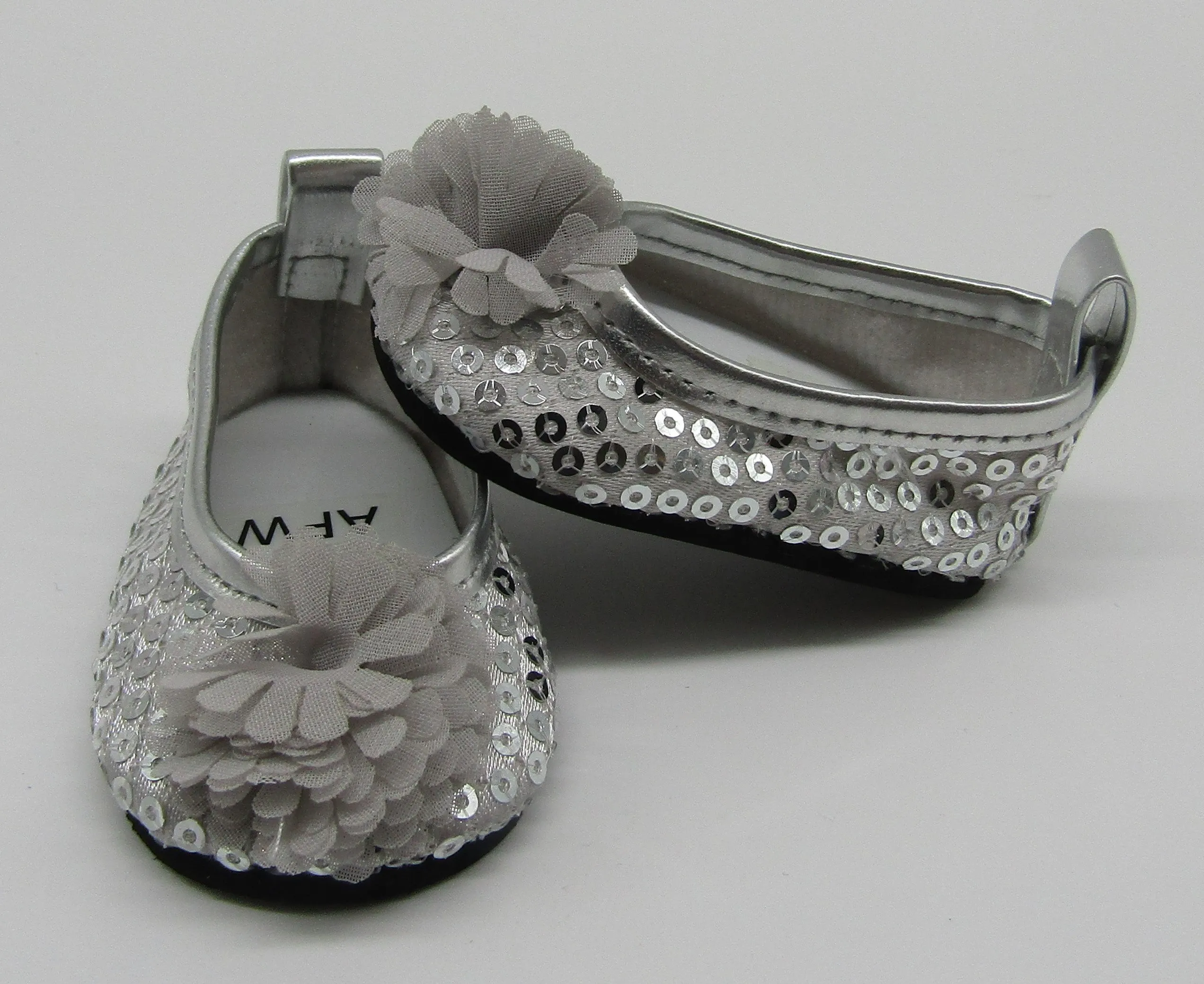 Sequin 18 & 15 inch Doll Dress Shoes: Sliver