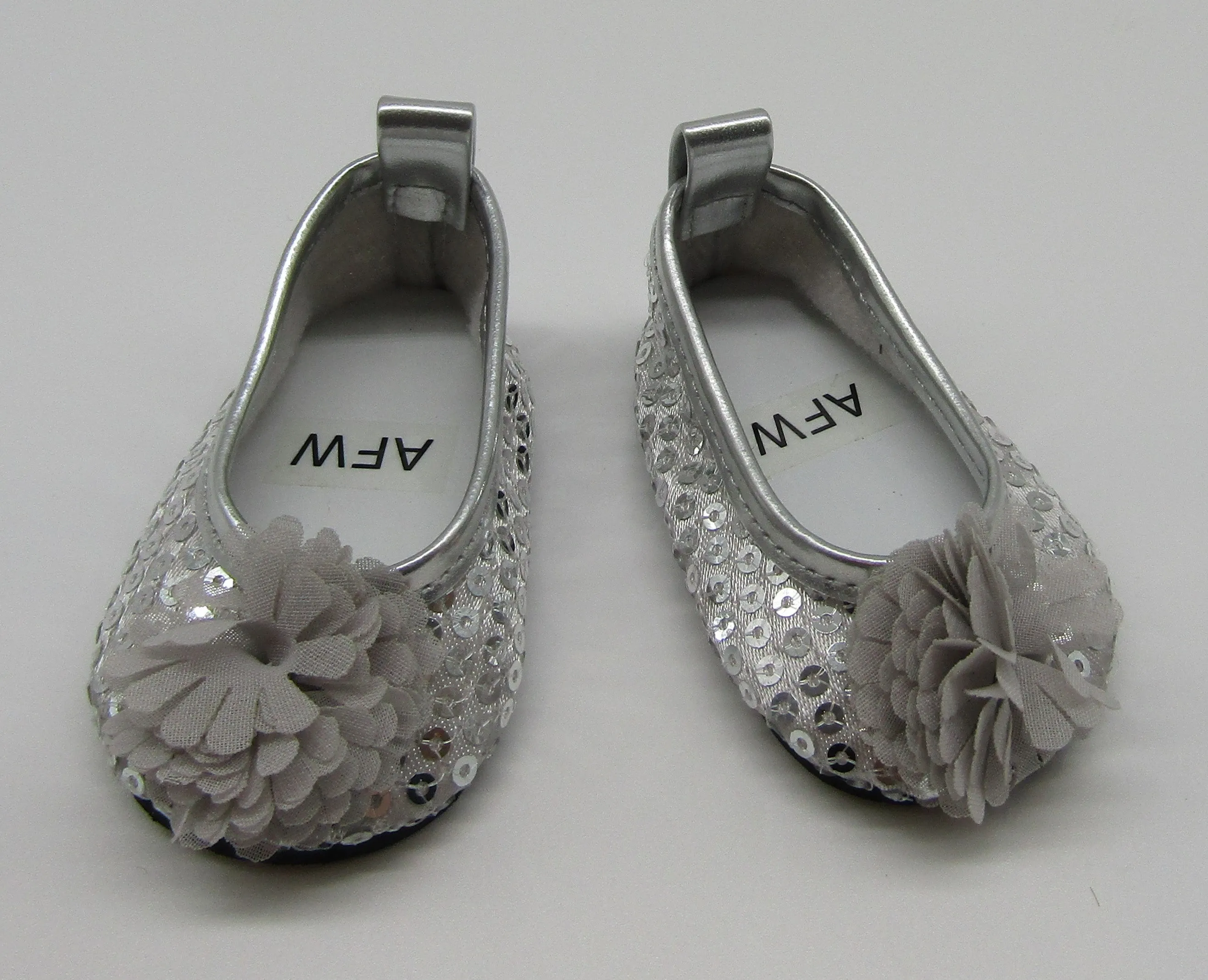 Sequin 18 & 15 inch Doll Dress Shoes: Sliver