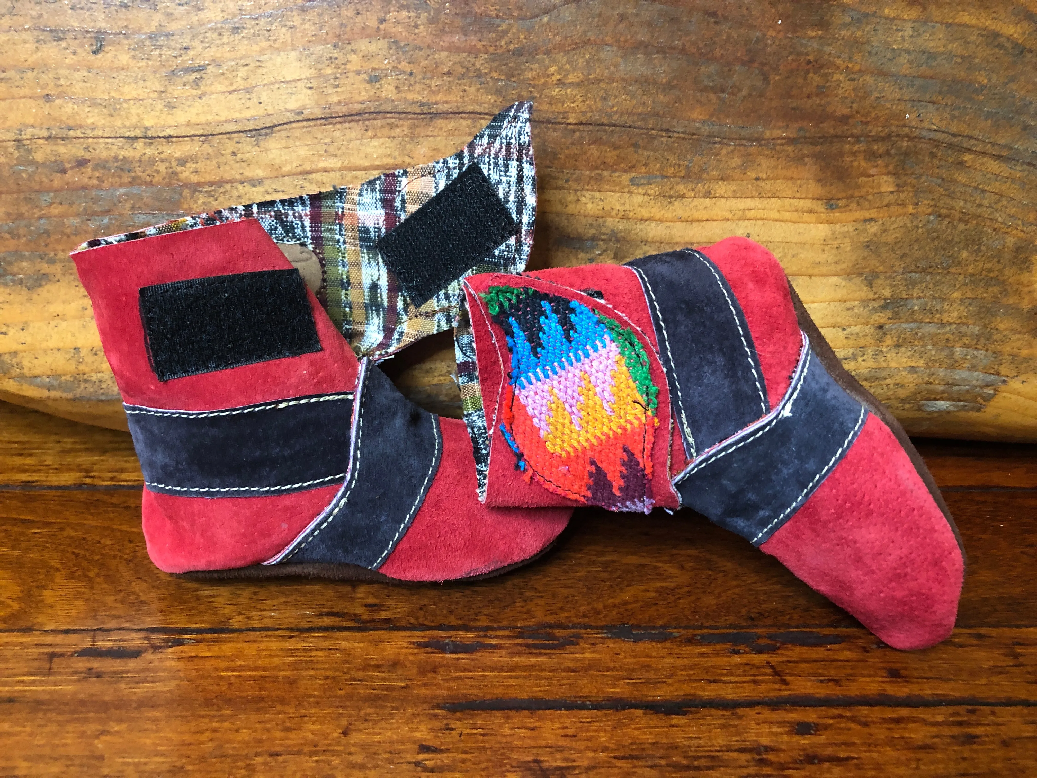 Size 19 Baby Ninja Boots - Red and Black Rainbow