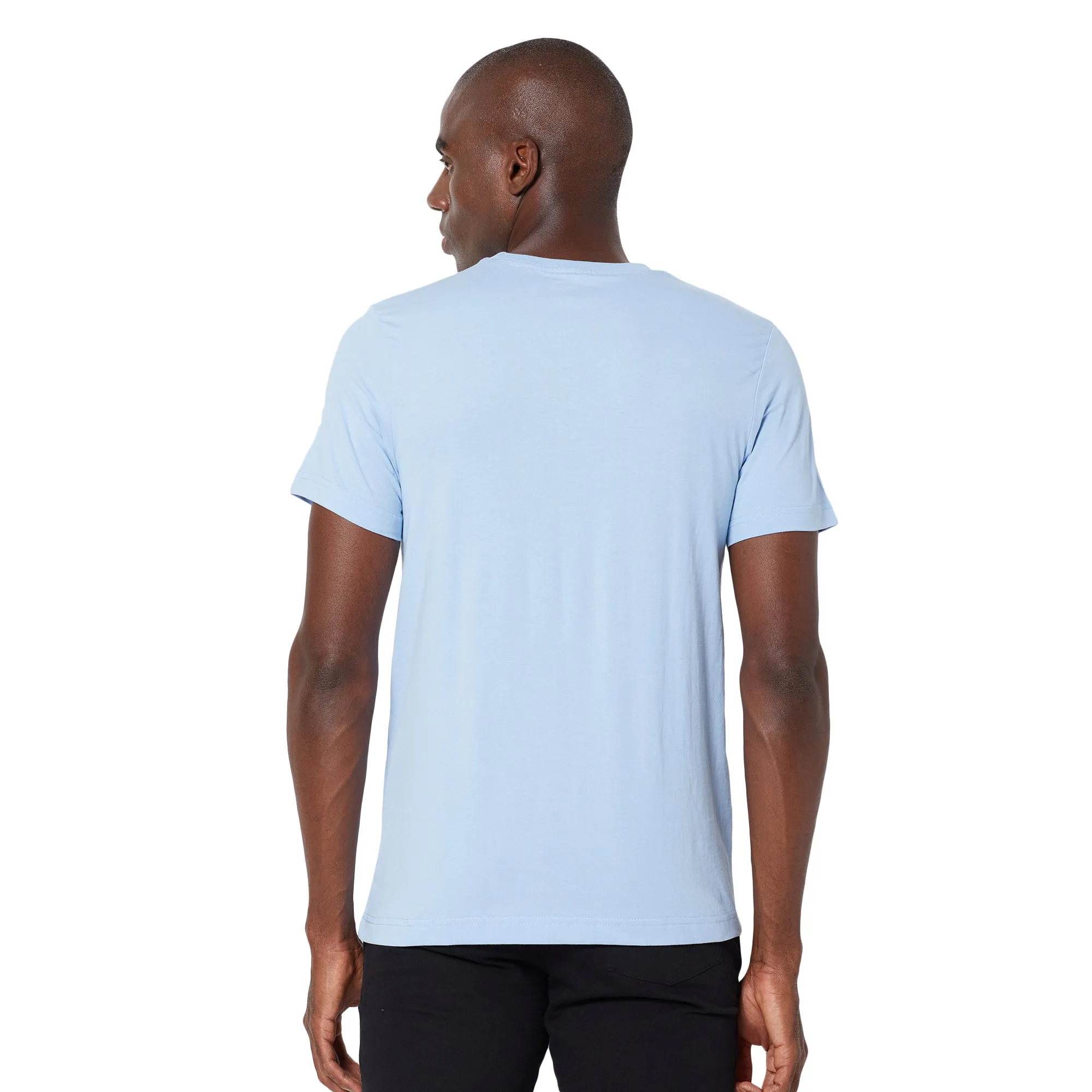 Sporto Mens Super Combed Cotton Blend Tees  Round & V-Neck (Black With Flakes   Light Iris Blue)