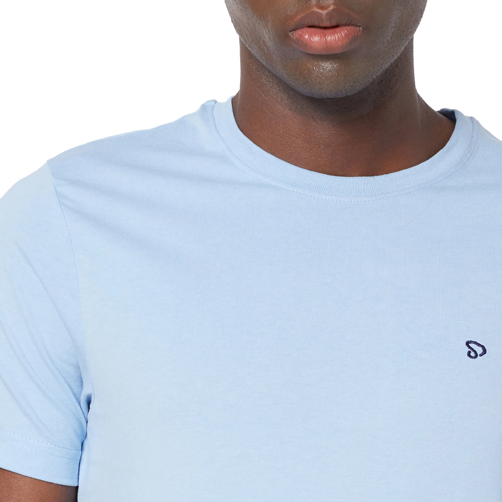 Sporto Mens Super Combed Cotton Blend Tees  Round & V-Neck (Black With Flakes   Light Iris Blue)