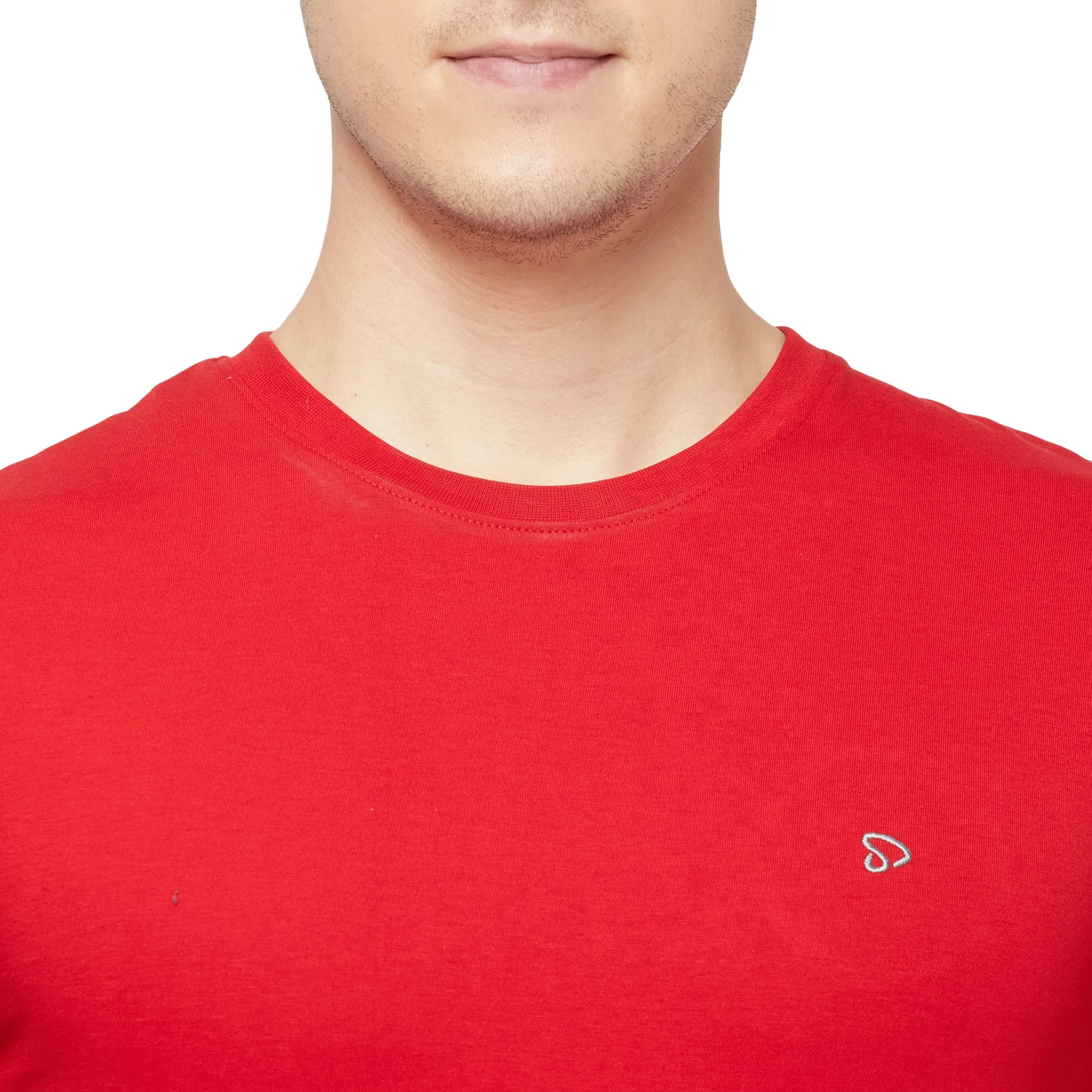 Sporto Mens Super Combed Cotton Blend Tees  Round & V-Neck (Grey With Flakes   Pure Red)