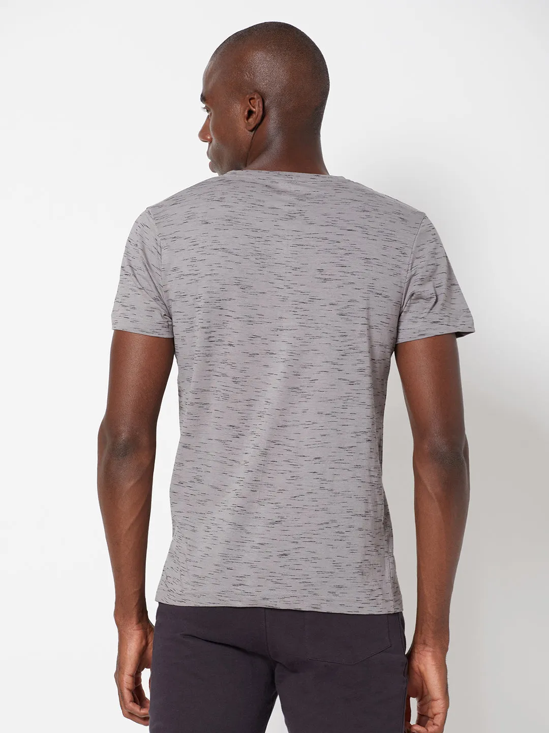 Sporto Mens Super Combed Cotton Blend Tees  Round & V-Neck (Grey With Flakes   Pure Red)